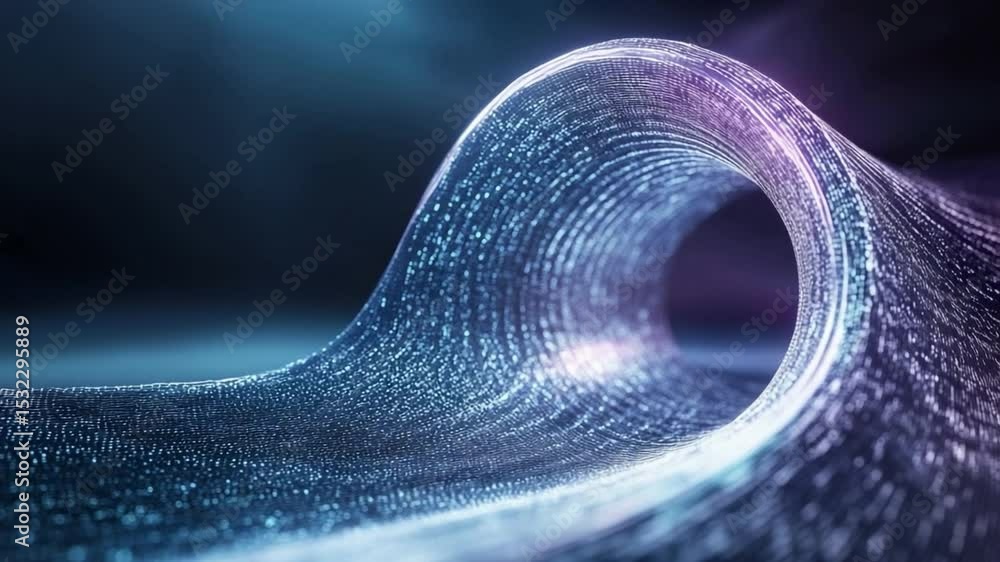 Poster Abstract Light Tunnel: An abstract light tunnel shimmers with vibrant shades of blue and purple, creating a captivating and futuristic design element.