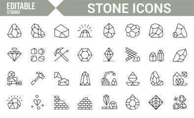 Icon Set for Mining and Stones | Editable Construction and Mining Equipment Symbols