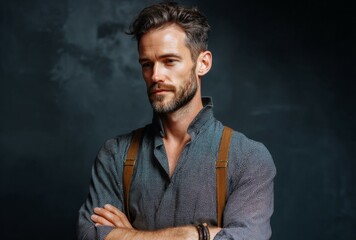 Stylish Man Posing in Studio Setting