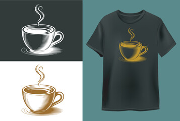 creative t shirt design for Coffee cup