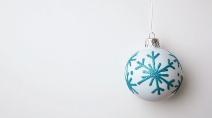 Snowflake Patterned Christmas Ball, intricate design, festive decoration, elegant holiday ornament, white background, seasonal cheer