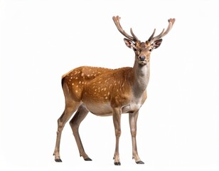 Obraz premium Wild deer over white background, no shadow