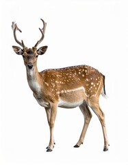 Obraz premium Wild deer over white background, no shadow