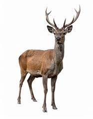 Obraz premium Wild deer over white background, no shadow