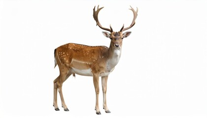 Obraz premium Wild deer over white background, no shadow