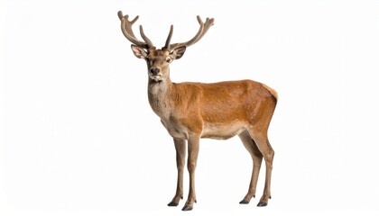 Fototapeta premium Wild deer over white background, no shadow
