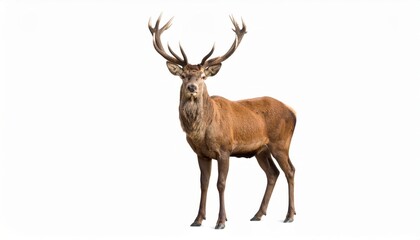 Wild deer over white background, no shadow