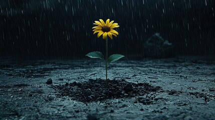 Yellow Flower in Rain