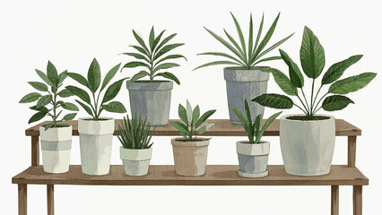 Leaf & Light Indoor plants isolated watercolor vector illustration svg