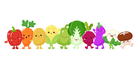 Cute colorful cartoon vegetables character for kids 