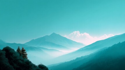 Misty Mountainscape Serenity