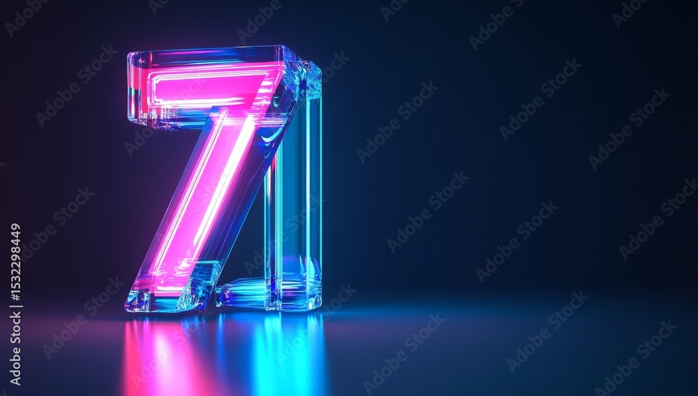 Aufkleber the top chart features a vibrant rendering of the number seven, with neon number seven glowing fully