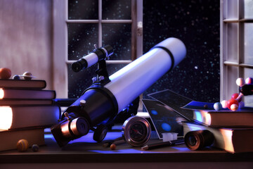 Exploring the universe with a telescope focusing through a window