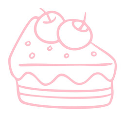 birthday cake hand drawn pink cute lines