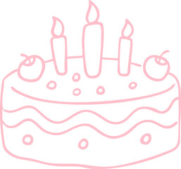 birthday cake hand drawn pink cute lines