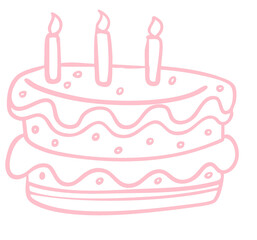 birthday cake hand drawn pink cute lines