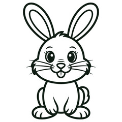 Cute Cartoon Bunny Line Art Illustration Adorable Rabbit Drawing for Coloring Book