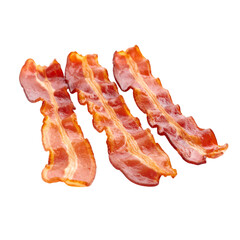 Three crispy strips of cooked bacon with a golden-brown texture and slightly curled edges.