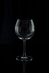 wine glass on black background