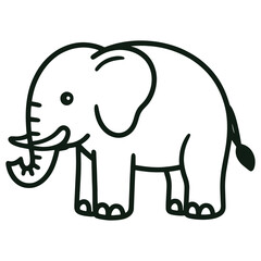 Cute Cartoon Elephant Line Art Illustration Adorable Elephant Drawing for Coloring Book

