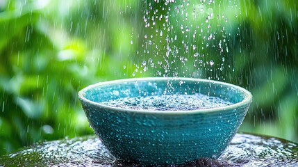 Rain Falling Into Bowl