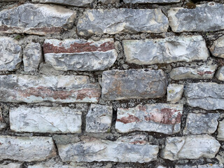 Weathered brick stone wall closeup