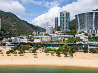 Repulse Bay, Hong Kong: Aerial view of the famous Repulse Bay beach town in the south part of Hong Kong island in China.