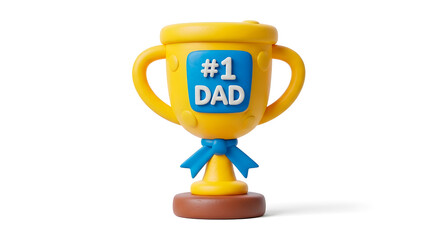 Number One Dad Trophy Cup Isolated on White Background
