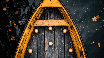 Rowboat with Lights on Water