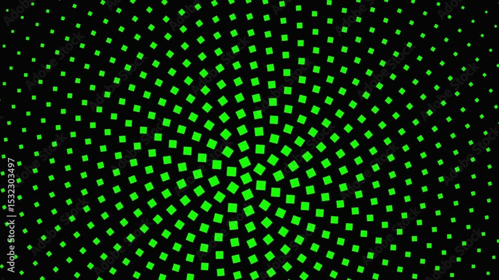 Poster green and black geometrical halftone round square pattern background - seamless loop animation
