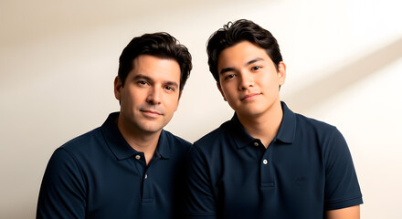 Father and Teenage Son Sitting Together at Home
