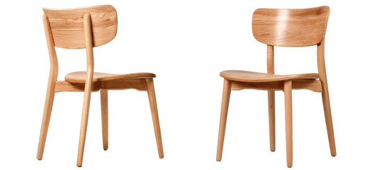 [Transparent Background PNG]Modern Wooden Dining Chairs Pair