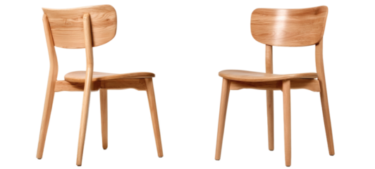 [Transparent Background PNG]Modern Wooden Dining Chairs Pair