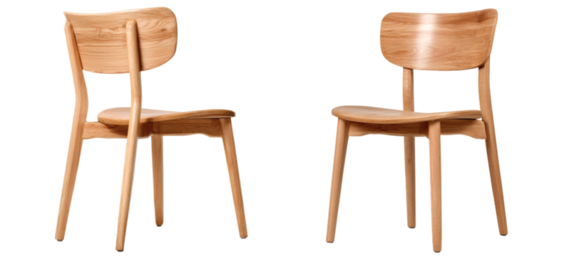 [Transparent Background PNG]Modern Wooden Dining Chairs Pair