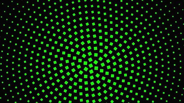Green and black geometrical halftone round square pattern background - seamless loop animation
