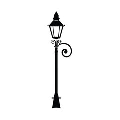 Streetlight Silhouette Vector Collection, City Streetlight Silhouette Illustration Set, Vector Silhouette of Street Lights at Night