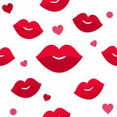 Kiss print, lips, valentine day vector on white background.