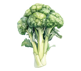cauliflower cabbage broccoli Watercolor painted collection of vegetables. Fresh colorful veggies vector illustration