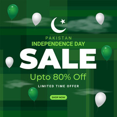 Vector illustration of Pakistan Independence Day Sale social media template