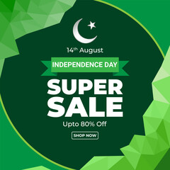 Vector illustration of Pakistan Independence Day Sale social media template