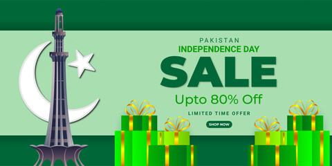 Vector illustration of Pakistan Independence Day Sale social media template