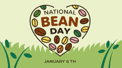 National Bean Day Illustration With Beans And Leaves For Food, Holiday, And Celebration Design