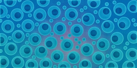 Blue abstract background. Seamless abstract pattern of blue and cyan circles resembling cells, with a central radial gradient. Abstract background with high resolution.