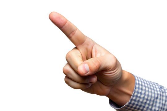 index finger reaching isolated transparent background AI