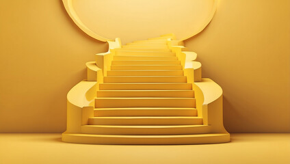 Stairs on a Bright Yellow Background Leading to New Heights