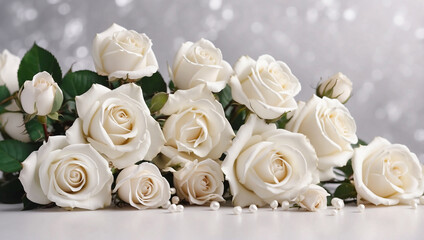 Elegant White Roses Decoration for a Wedding Banner