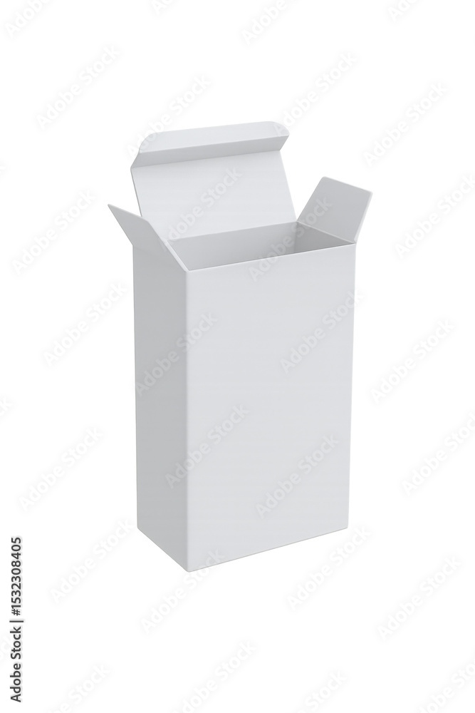 Poster open gray cardboard box stands upright, showcasing its empty interior. this versatile packaging solu