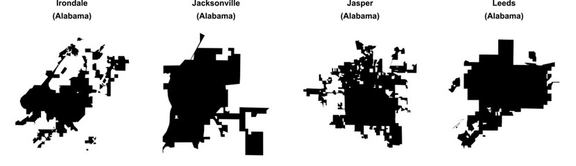 Irondale, Jacksonville, Jasper, Leeds outline maps
