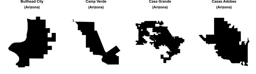 Bullhead City, Camp Verde, Casa Grande, Casas Adobes outline maps