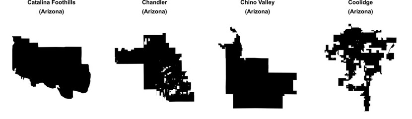 Obraz premium Catalina Foothills, Chandler, Chino Valley, Coolidge outline maps